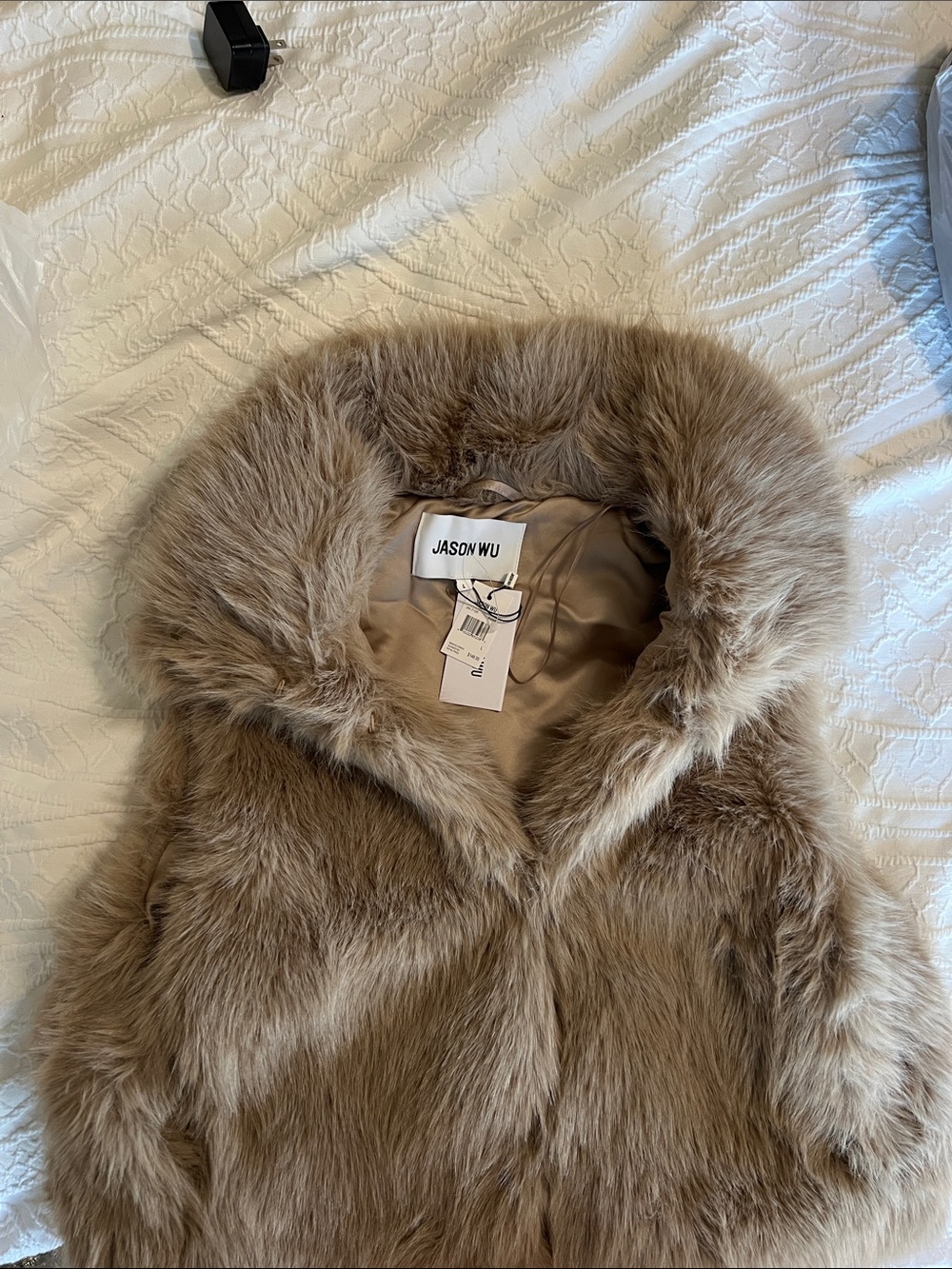 Jason Wu Taupe Faux-Fur Hooded Teddy Coat